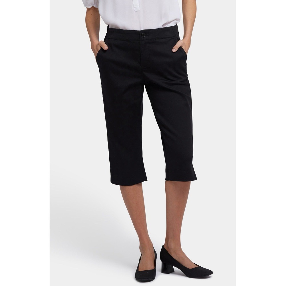 NYDJ Payton High Waist Pedal Pusher Pants Women 14 Black Stretch Cropped NWT $99